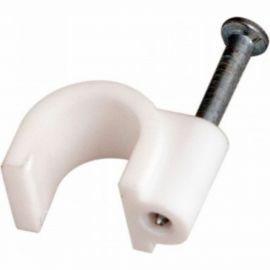 Пластиковая круглая скоба с гвоздем REXANT 8 мм, белая, 20 шт. 07-4008-20 