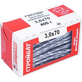 Винтовые оцинкованные гвозди Стройбат 3х70 0.4 кг 2611405/116351 
