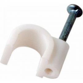 Пластиковая круглая скоба с гвоздем REXANT 6 мм, белая, 20 шт. 07-4006-20 