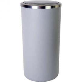 Урна для мусора PRIMANOVA LENOX 35 л, пластик, вращающаяся крышка из нержавейки, круглая, серая M-E48-07 