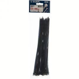 Хомут нейлоновый черный 50 шт. (250х3.6 мм; тип 7) ЗУБР 4-309037-36-250 