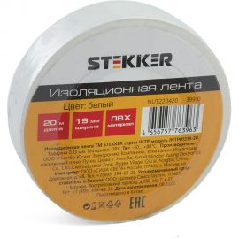 Изоляционная лента STEKKER intp01319-20 0,13x19 мм, 20 м, белая 39910 
