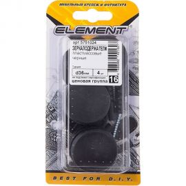 Зеркалодержатель ELEMENT D36мм пластмасса черный 4 шт 116580 