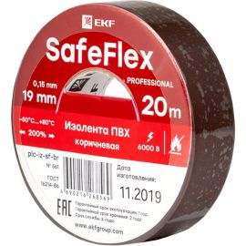 Изолента ПВХ EKF коричневая 19мм, 20м, серии SafeFlex 10 шт. plc-iz-sf-br 