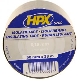Огнестойкая профессиональная изолента из ПВХ HPX IB5033 INSULATION TAPE 5200 50 мм х 33 м, черная 5425014220223 