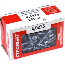 Универсальные саморезы Стройбат 4,0x25 белый цинк 200 шт 075381 