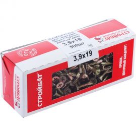 Саморезы для монтажа окон Стройбат желтый цинк с буром 3.9х19 мм 500 шт. 2540525 / 310530 