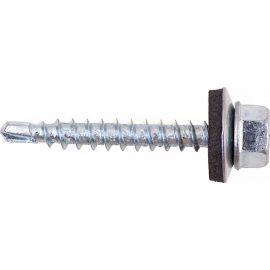 Кровельные саморезы с буром Стройбат 4,8x35 белый цинк 60 шт 222881 