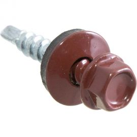 Кровельные саморезы с буром Стройбат 4,8x19 темно-красный 300 шт 275380 