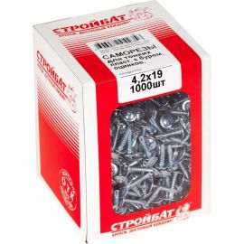 Саморезы Стройбат для тонких пластин с буром оцинкованные 4.2x19 мм 1000 шт. 203670 