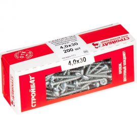 Универсальные саморезы Стройбат пкр. 4,0x30 белый цинк 200 шт 305060 