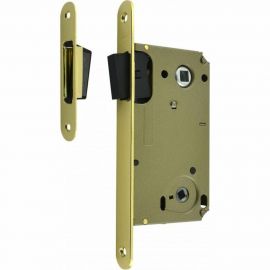 Корпус замка НОРА-М магнитный ригель 13М-90 мм золото, под фиксатор, с отв.планкой 14915 