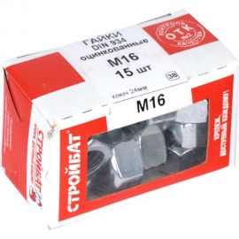 Гайка Стройбат оцинкованная DIN 934 М16 15 шт. 272751 