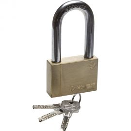 Навесной замок ЗУБР ЭКСПЕРТ латунный корпус классическая форма закаленная дужка 60мм 37299-60 