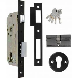 Врезной дверной замок Amig (черный; с цилиндром) 340 NE 