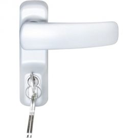 Внешняя нажимная ручка для противопожарных дверей DOORLOCK DL PD900FR/H1, серебристая MG, с цилиндром, толщина двери до 60мм 75435 