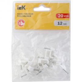 Скоба IEK 12 мм, плоская, пластиковая, 20 шт. USK21-12-020 