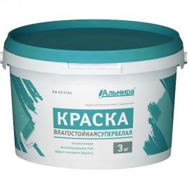 Краска Альмира супербелая интерьерная влагостойкая 3 кг 00-00000069 