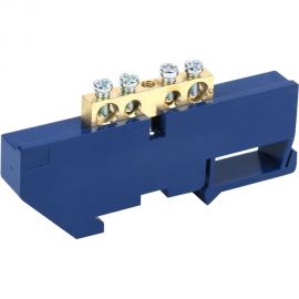 Нулевая N шина с синим изолятором на DIN-рейку REXANT 6x9 мм стойка большая 4 группы 11-2338 