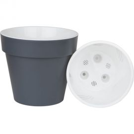 Пластиковый горшок liveingreen Протея 6 л, антрацит, с вкладкой, диам. 23.5 см, высота 22.5 см ПР25-12 
