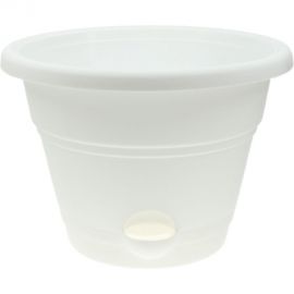 Кашпо с поддоном ФлораПласт Венеция 24 белое, 4 л 000927 