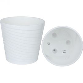 Пластиковый горшок liveingreen Эйс белый, 5 л, диам. 21 см, высота 19.5 см, с вставкой ЭС21-10 