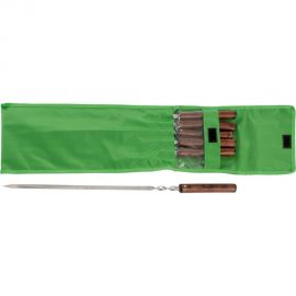 Набор угловых шампуров с цельной деревянной рукояткой PALISAD Camping 650 мм, в чехле, 6 шт. 69681 