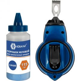 Набор из шнура и краски КОБАЛЬТ длина шнура 30м, в пластиковом корпусе, синий меловой порошок, 115 гр 907-217 