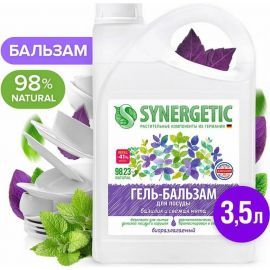 Гель-бальзам для мытья посуды и детских игрушек SYNERGETIC Базилик и свежая мята 3.5 л 103351 