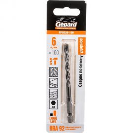 Сверло твердосплавное спиральное по бетону 6x100 мм, HRA 92 Gepard GP0226-100 