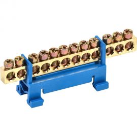 Нулевая N шина с синим изолятором тип Стойка на DIN-рейку REXANT 6x9 мм 12 групп 11-2355 