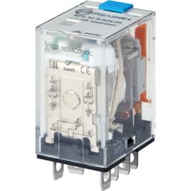 Миниатюрное силовое реле Релеон 2 CO контакта 10А;= 24В DC; блокируемая кнопка проверки, RP532902405 