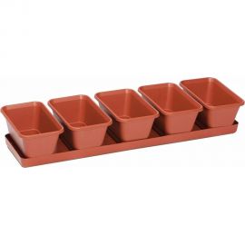 Набор горшков с поддоном Darel Plastic 5 0460 МИНИ САД 5 шт., 53 см, терракотовый 042977 