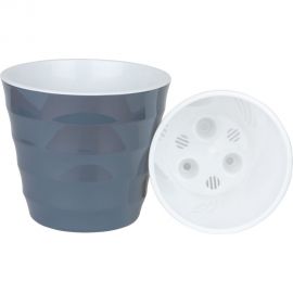 Пластиковый горшок с вкладкой liveingreen Лаура антрацит, диам. 14,5 см, высота 13 см, 1.4 л ЛР14-12 