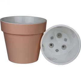 Пластиковый горшок liveingreen Протея 2.3 л, фраппе/белый, диам. 17 см, высота 15.5 см, с вкладкой ПР17-90 