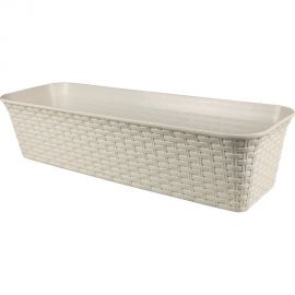 Балконный ящик Violet Ротанг 63 см, с дренажем, слоновая кость 3560026 
