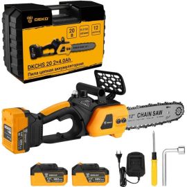 Цепная аккумуляторная пила DEKO dkchs 20 в кейсе, 20 в, 2x4.0 ач, зарядное устройство 3638 063-4356 