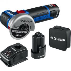 Бесщеточная угловая шлифмашина ЗУБР Профессионал 12 В, 2 АКБ, в сумке AB-76-22 