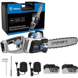 Цепная аккумуляторная пила DEKO dkchs 40 pro в кейсе, 2x20 в, 2x4.0 ач, 2 зарядных устройства 3638 063-4357 