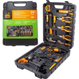 Набор инструментов с электрической дрелью ISMA 59 предметов, 220 В, 750 Вт, 0-2900 об/мин, в кейсе 1059(50734) 