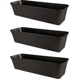 Балконный ящик Violet Ротанг 63 см, с дренажем, венге, 3 шт. N-Kahpo-3-35600-05 