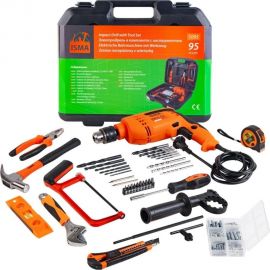 Набор инструментов с электрической дрелью ISMA 95 предметов 220 В,750 Вт, 0-2900 об/мин, в кейсе ISMA-1095(51106) 