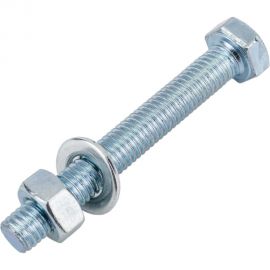 Болт Невский Крепеж DIN 933, с шестигранной головкой, оцинк., М8x60 + гайка + шайба 4 шт. 812724 