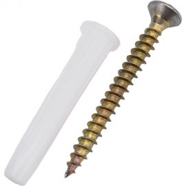 Набор для крепления ВИРТУОЗ дюбель 8х45, шуруп 5х50 потайная головка, желтый цинк, 12 шт. 00408 