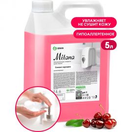 Жидкое мыло для мытья рук Grass Milana туалетное гипоаллергенное густое мягкое пенное черешня 5 л 126405 