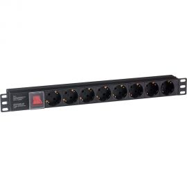 Блок розеток ExeGate горизонтальный ServerPro PDU-19H801 Al-8S-C14-SW, 19, 1U, Алюминий, 8 Schuko 280840 