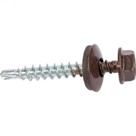 Кровельные саморезы с буром Стройбат 4,8x35 темно-коричневый 60 шт 203571 