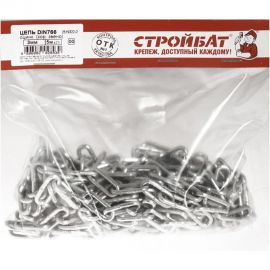 Цепь Стройбат DIN 766, короткое звено, 3 мм, белый цинк, 5 м 261680 