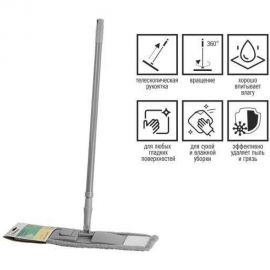 Швабра для пола с насадкой из микрофибры PERFECTO LINEA Solid серая 43-492024 