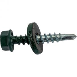 Кровельный саморез Tech-Krep КР сверло 4,8х28 RAL-6005 тёмно-зеленый 300 шт, ведро 127871 